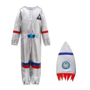 DJDK Kids Pilot Costume Children Space Pilot Suit Space Theme Astronaut Outfit Halloween Costume Set Comfortable Wear Spaceman Cosplay Pilot Role Play Costume Halloween Birthday