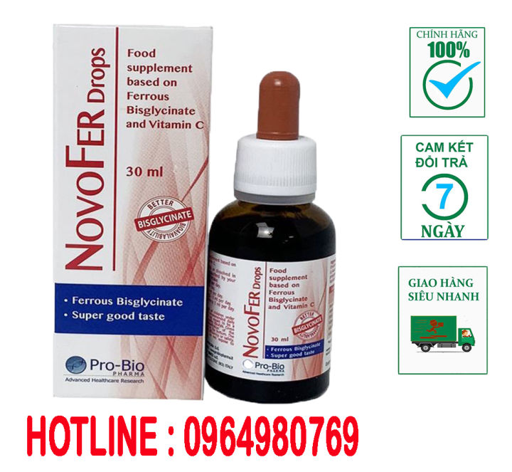Novofer Medication NOVOFER DROPS-Thực phẩm bổ sung Sắt và Vitamin tổng hợp, hỗ trợ tạo ...