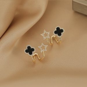 Light Luxury Silver Ear Needle Gold Plated with Diamond Irregular Star Flower Womens Versatile Earrings Elegant Gold
