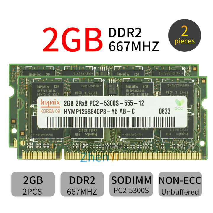 （Original）（Original）Hynix 4GB (2PCS 2GB) PC2-5300S DDR2 667MHz 200PIN  SODIMM Laptop RAM Lazada PH