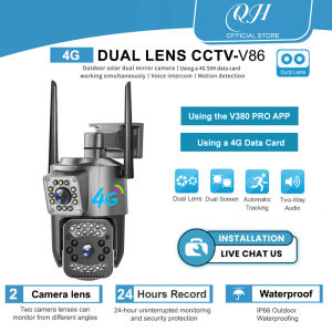 QH V380 PRO Outdoor CCTV Camera wifi connect 360 Panoramic Dual Cameras Smart Wifi 4G Camera With Big Speaker Support Two-way Voice Intercom HD Full Color Night Vision V86