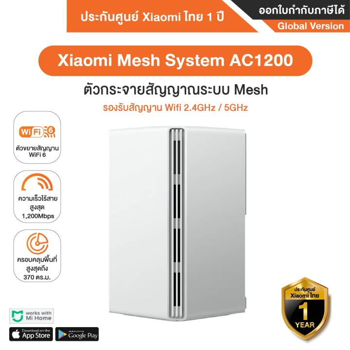 Xiaomi Mesh System AC1200 EU อุปกรณ์ขยายระยะสัญญาณระบบ Mesh  รับประกันศูนย์ Xiaomi ไทย 1 ปี