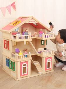 บ้านไม้ 3ชั้น 🏰🏰ประกอบบ้านต่อของเด็กเล่นตุ๊กตา House ของขวัญสำหรับเด็ก🏰🏰พร้อมส่ง🏰🏰