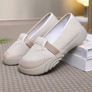 IELGY New Breathable Soft-soled Fashionable and Versatile Linen Womens Comfortable Slip-on Shoes