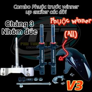 FULL COMBO PHUỘC WINNER LCM CHẢNG 3 NHÔM ĐÚC PHỤ KIỆN CHO XE EXCITER 150 ( TY 7 MÀU TITAN )