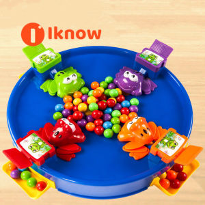 I know Childrens frog eats Pac parent-child interactive four-person toy table face puzzle game (64 color balls)