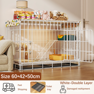 Sangkar Kucing  2 Level Cat Cage Pet Cage Foldable with Tray Large Terrace Ladder