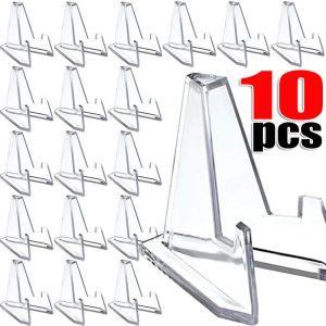 10Pcs Plastic Transparent Easel Holder Triangle Display Stands Acrylic Coin Stand Holder Mini Easel Stands Picture Display Stands for Displaying Coins Challenge Medals