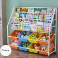 Multi-Layer Children's Bookshelf Rack With Basket Bins Kids Toy Storage Rack Children's Bookshelf Magazine Storage Household Floor. 