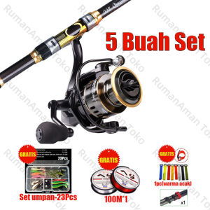 【5 Buah Set】Joran Pancing Portable Carbon Fiber Telescopic 2 Meter - 3Meter/Pancing Lengkap Murah Pancing 1 Set Lengkap Kuat COD Set Alat Pancing Murah Pancing 1 Set Joran Pancing Set