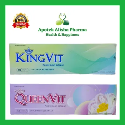 KingVit & QueenVit Tablet Box isi 30 dan Strip isi 6 Kaplet King Vit dan Queen Vit Suplemen Kesuburan Pria Wanita Program Hamil Promil