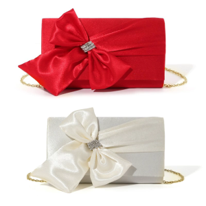 Womens Chain Strap Crossbody Bag Bows Evening Bag Handbag Elegant Banquet Bag Clutch Purse Shoulder Bag for Party