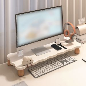 SDAYG Stable Computer Heightening Rack Wood Comfortable Viewing Height Computer Riser Sturdy Space Saving Notebook Support Shelf Workstation