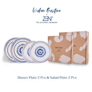 ZEN x WULAN GURITNO Piring Makan Keramik Set Blissful Asha isi 4 pcs + Box