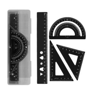 4 Pcs Metal Ruler Set Geometry Ruler Math Measurement Tools Triangle Ruler School Supplies for Kids Teens