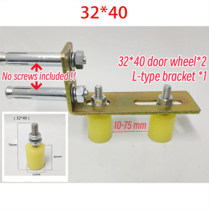 32*40mm Flat Sliding Gate Roller Wheel Sliding Gate Top Guide Nylon Rollers With L Bracket Set