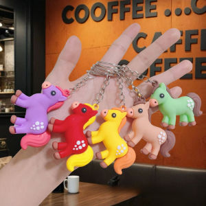 3 cái sáng tạo phim hoạt hình Pony Keychain Phong cách Trung Quốc Mặt dây chuyền may mắn Túi Móc treo chìa khóa xe 2026 quà tặng năm mới ngựa năm quà lưu niệm