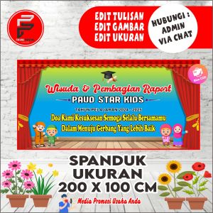 Spanduk Pelepasan Siswa / Banner Wisuda TK / Spanduk Pentas Seni / Banner Ksnaikan Kelas / Spanduk Ukuran 2 x 1 meter
