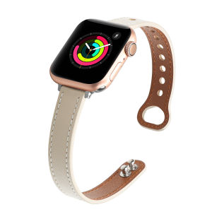 Suitable for Apple Watch apple watch12 Small waist genuine leather iwatch8910/11 Slim Double-Prong Watch Band