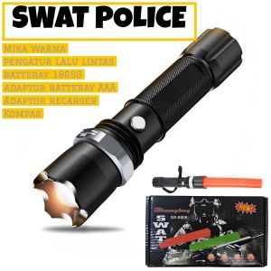 Senter POLICE Swat 2 cone FlashLight LED DHITAM