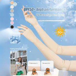 【UPF 50+】 Sunscreen Sleeves Ice Silk Sleeve Cover Sunscreen Summer Outdoor Thin Arm Protectors UV Resistant Cooling Cuff Outdoor Riding Ice Silk Sleeve 新款隐形冰袖
