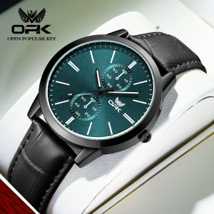 OPK watch for men waterproof 2024 original imported mens quartz leather watch stopwatch luminous fashion business Men Casual Watches
