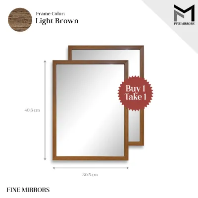 Fine Mirrors [Buy 1 Take 1] Wall Mirror 12 x 16 Light Brown