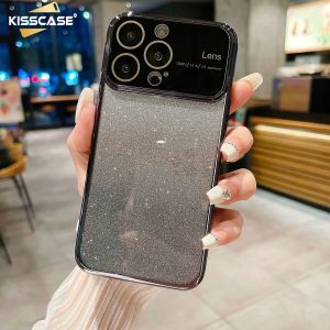 KISSCASE Soft TPU Electroplated Glitter Large Window Soft TPU Shell For iPhone15 14ProMax Case With Lens Film Camera Glass Protector All-Inclusive Lens Dustproof Net Mobile Phone Case Back Cover For Apple15 Pro Max 14 Plus 13 12 11