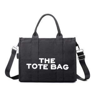 AE Womens foreign trade letter tote bag canvas solid color casual ladies crossbody bag shoulder handbag bag for women