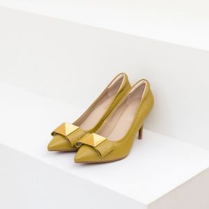 Choushoes รองเท้าหนังแกะ รุ่น Gerrie ความสูง 3 นิ้ว หนังแกะแท้ Buckle อะไหล่ทองวินเทจ รองเท้าส้นสูงหัวแหลม พื้นหนานุ่มซัพพอร์ตเท้า สวมใส่สบาย