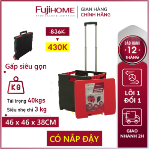 Xe kéo hàng hình hộp vali gấp gọn 2 bánh Nhật Bản Nhập Khẩu Fujihome xe đẩy hàng valy xếp gọn đi chợ ô tô mini đa năng siêu thị ô tô