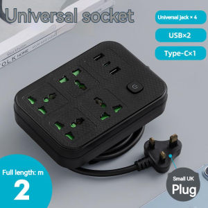 Ổ cắm điện đa năng 4 cổng 2 USB 1 TYPE C Singapore màu đen trắng cáp 2m đầu nối thông minh ổ cắm đa chức năng sạc nhanh PD phích cắm 3 chân chuẩn Anh ổ cắm điện đa năng quốc tế ổ cắm an toàn.