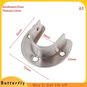 Butterfly 19 22 25 32mm Wardrobe Bracket Stainless Steel Rod Socket Flange Rod Holder