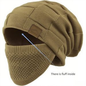YUNAFIN Plus Size Winter Beanie Cap Soft Thick Warm Slouchy Hat Casual with Face Cover Outdoor Cold Weather Cap for Women Men