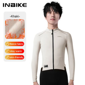 INBIKE Mens Winter Cycling Jersey Long Sleeve MTB Road Cycling Clothing Cycling Top with Full Zipper Pocket and Warm Fleece Lining