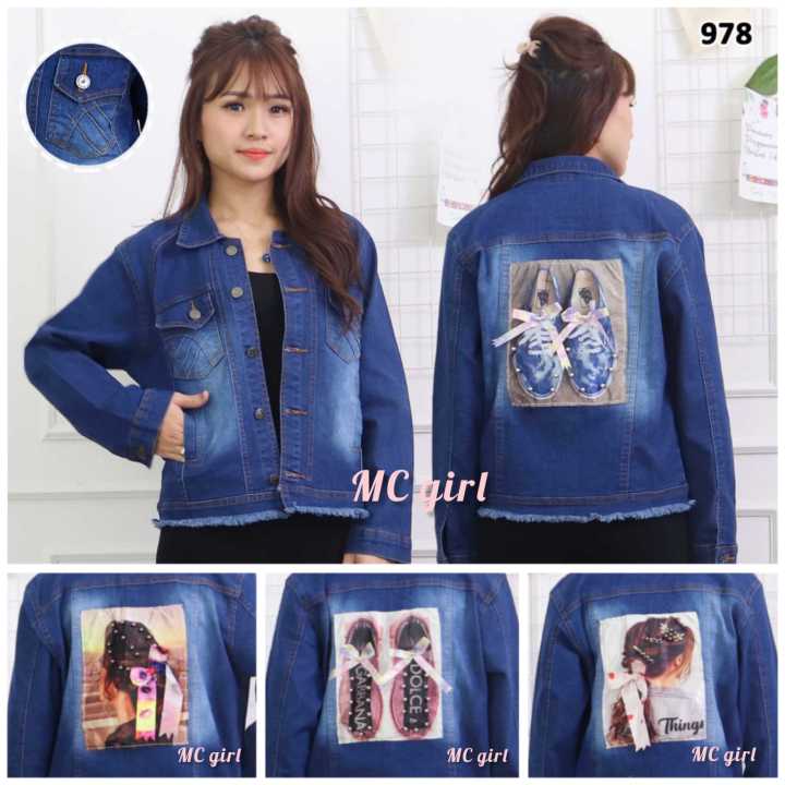 MC girl - Jaket Jeans Rawis Gambar Belakang Sepatu Sequin Wanita ...