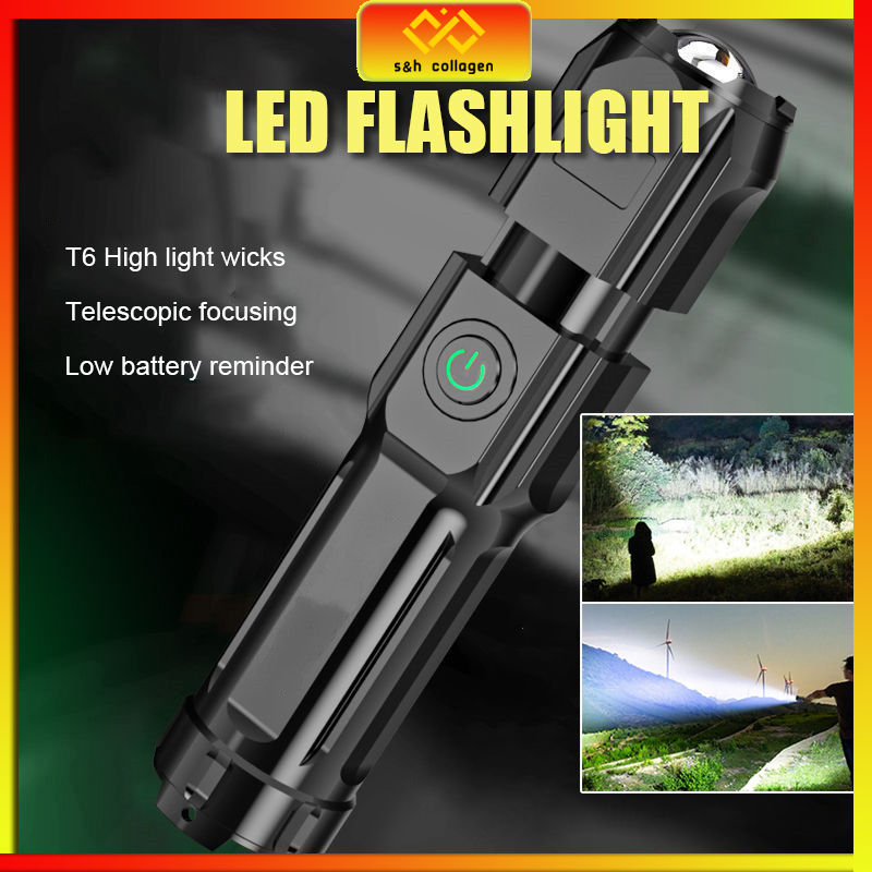 Highlight Zoom Tactical LED Flashlight, Strong Light 3 Modes Waterproof Rechargeable Torch For Outdoor
_voghion.com