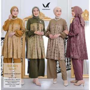 ELL SHANIA SETLONG TUNIK CRINKLE ALEVA TERBARU 2024 / SETELAN KOREA STYLE TERLARIS / 0NESET WANITA KEKINIAN
