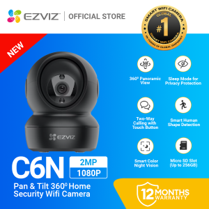 EZVIZ C6N Black HD 1080P Pan & Tilt AI Home Security Wi-Fi Camera | Camera Connect to Cellphone | Two Way Audio CCTV Camera  with Motion Detection  Smart Tracking Smart Night Vision and Sleep Mode for Privacy Protection