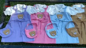 ชุดเดรสปักหมีแฟชั่นเด็กผู้หญิง