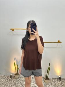 Kaos Polos Oversize Vneck import / atasan wanita bisa COD
