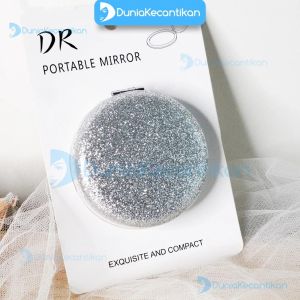 DR Portable Mirror Macaroon Series Cermin Bulat Glitter Kaca Rias