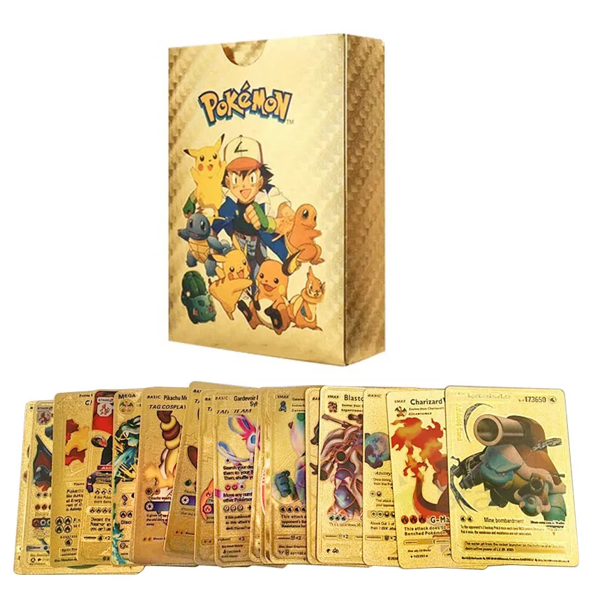 Local Warehouse6.3*8.8cm55pcs Pokemon Cards Metal Gold Vmax GX Vstar  English Spanish Card Charizard Pikachu Collection Battle Trainer Card Child  Toys Gift Pokemon-Gold-Cards - Lazada | Lazada PH