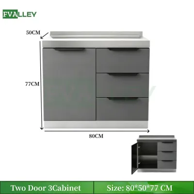FVALLEY Kitchen Storage Cabinet Stainless Steel Countertop Sink Cabinet Gas Stove Cabinet