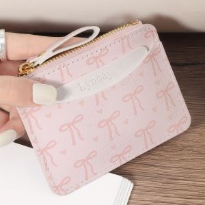 SDG PVC Credit Card Holder Roomy Card Case Cute Bow Zipper Wallet for Women Girls