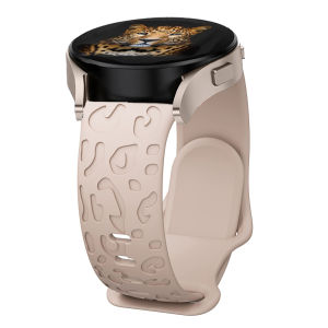 Leopard Print Strap for Samsung Galaxy Watch 6 Classic/Galaxy Watch 6/5/4/4 Classic/3 41mm/Active 2 Engraved Band 20mm Silicone Strap for Huawei Watch for Amazfit Watch