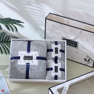 ผ้าเช็ดตัวเยื่อไผ่ ผ้าขนหนูใยไผ่ (เซ็ทงานพรีเมียม 3 ชิ้น) ห่อกล่องสวยหรู + พร้อมถุงใส่