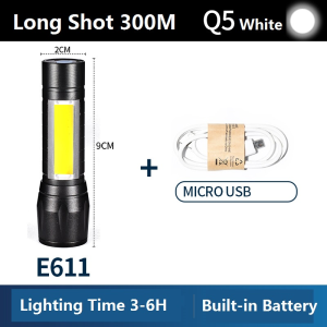 Smiling Shark SD0401 Mini Senter COB Senter Led M77 Lampu Camping Super Terang Dengan Kap Lampu Hook Lock Portable USB Rechargeable Zoomable Waterproof Camping Outdoor Light