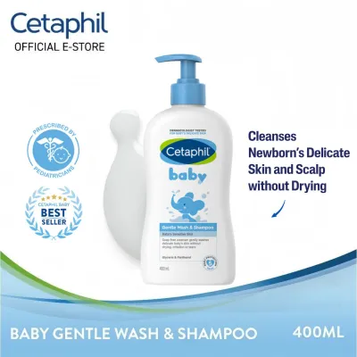 Cetaphil Baby Gentle Wash & Shampoo 400ml – Tear-Free 2-in-1 Head-to-Toe Body Wash for Sensitive Skin Hypoallergenic pH Balanced Newborn Safe Glycerin & Panthenol