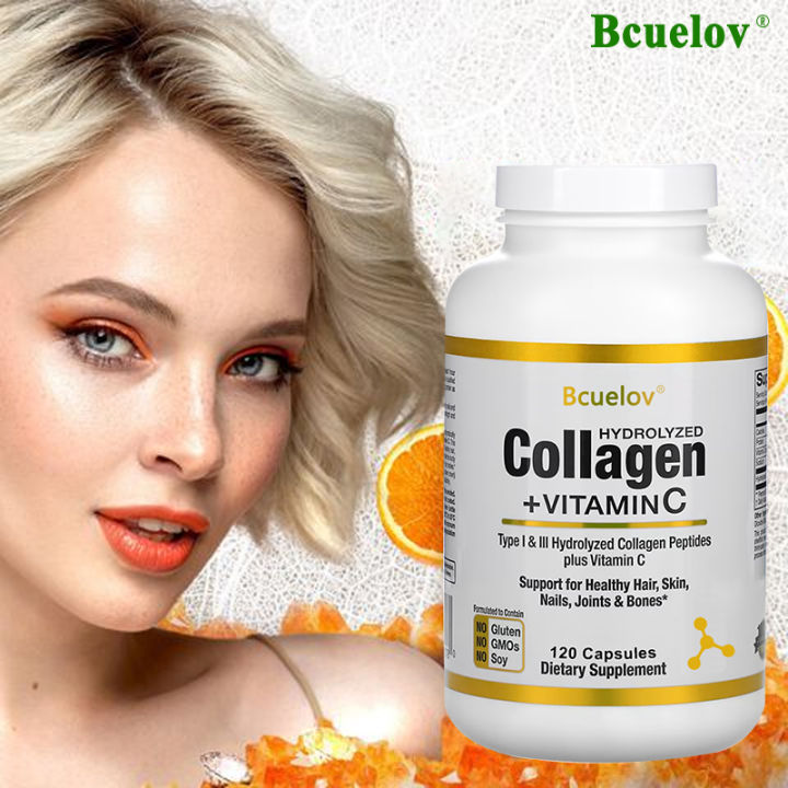 Hydrolyzed Collagen + Vitamin C Capsules Support Hair, Skin, Nails